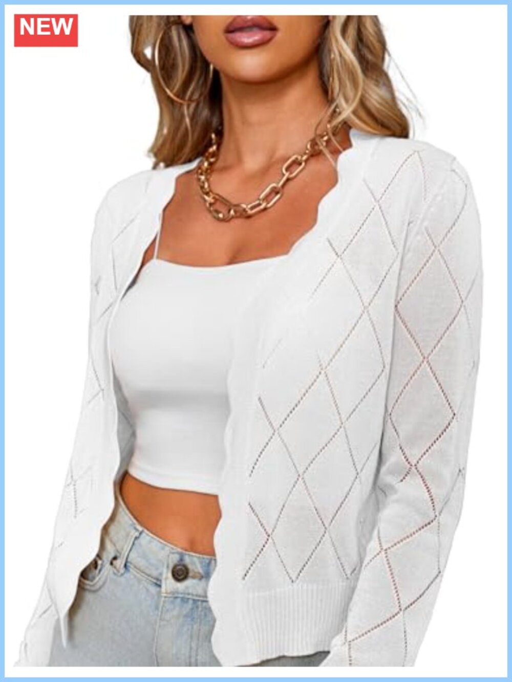 Women's Lightweight Cropped Open Front Cardigan Sweater Long Sleeve